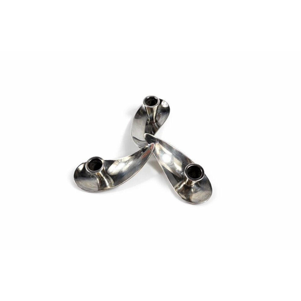 Danish Candle Holder Propeller Carl F Christiansen Candlestick Silver Plated